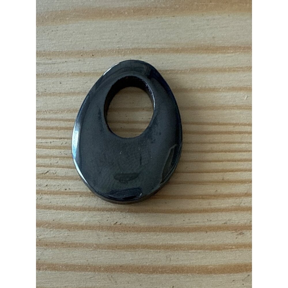 Black Hematite Oval Donut Pendant
